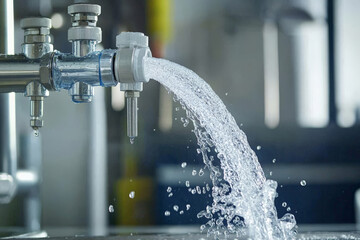 detailed view of water heater with flowing water, showcasing plumbing and anti scale treatment features. image captures essence of modern water systems