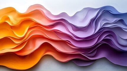 Gradient rainbow waves convex shapes on a white background