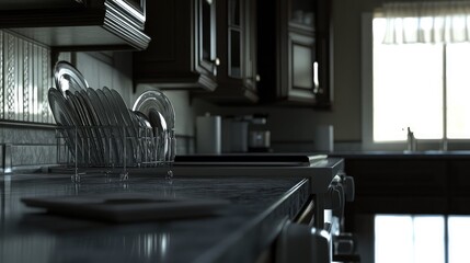 Modern Kitchen with Dishes Ready for Use