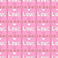 seamless pattern with hearts and flowers