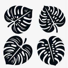 ICON SET MONSTERA SILHOUETTE BLACK VECTOR  © Raditya Pawitra 