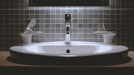 Fototapeta premium Modern Bathroom Sink with Minimalist Design