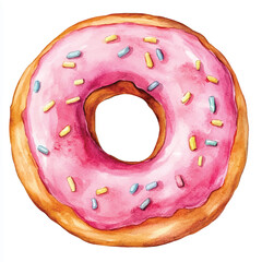 Doughnut watercolor clipart illustration