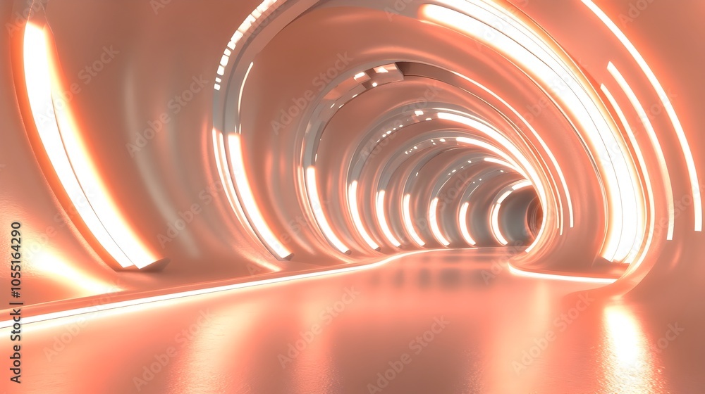 Poster mesmerizing 3d background featuring a futuristic neon lit tunnel with smooth curving walls and capti