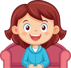 Obraz premium Little girl sitting on the couch smiling and having fun