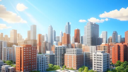 Fototapeta premium Urban Cityscape with Vibrant Colors and High Details