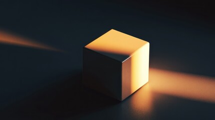 A cube bathed in sunlight