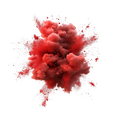 A vibrant red cloud of smoke isolated on a black background.