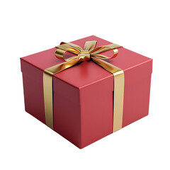 A red gift box with a golden ribbon and bow.