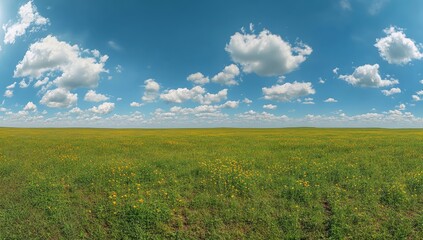 Peaceful Countryside: Green Field and Sky View