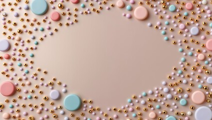 Obraz premium Pastel and Gold Beads with a Circular Frame