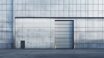 Obraz premium Industrial Building Exterior: Large Metal Roll-Up Door 
