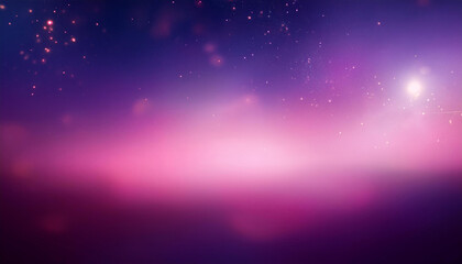 Empty cosmic background. Blurred dark violet sky abstract texture. Defocused pink light illustration. Magical space banner. Romantic style.