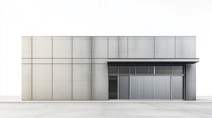 Modern Minimalist Store Facade:  A clean, minimalist storefront design with a sleek glass entrance and concrete exterior creates a modern aesthetic.