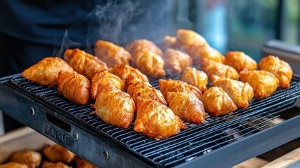 Freshly Grilled Pastries on a Charcoal Grill