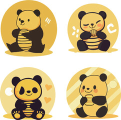 Cute Bear Illustrations with Honey