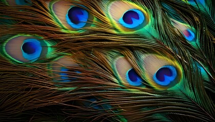 Fototapeta premium Vibrant Tails: A Captivating Peacock Feather Background