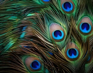 Obraz premium Vibrant Tails: A Captivating Peacock Feather Background