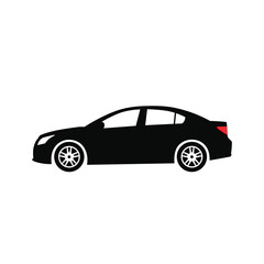 Fototapeta premium Black car silhouette icon. Side View. Vector illustration