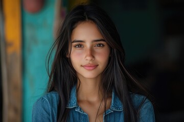 Obraz premium Portrait of a beautiful young woman with freckles showing confidence and happiness