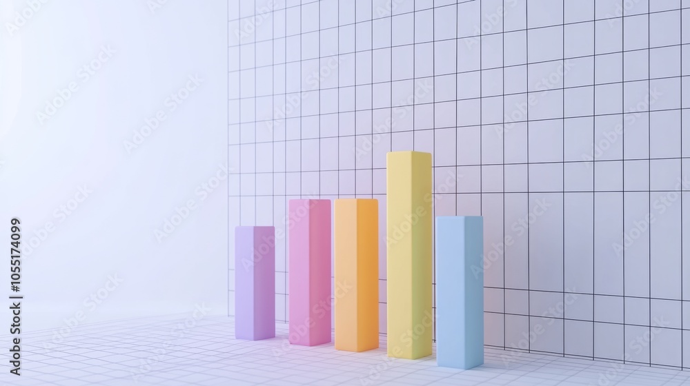 Poster colorful bar chart display with grid background