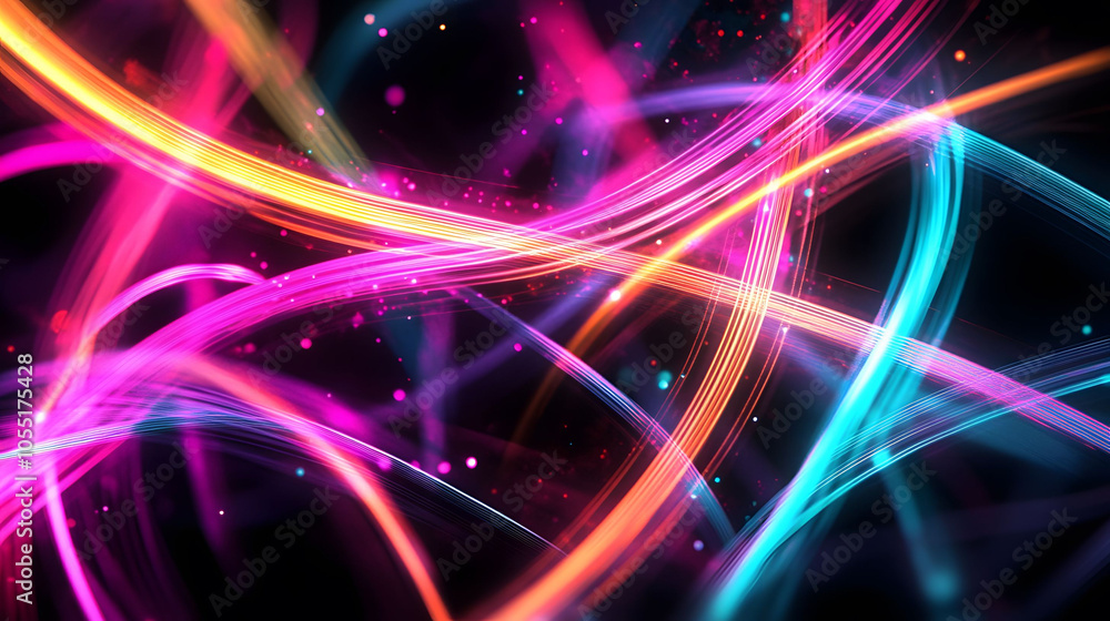 Poster bright blue laser lights create a glowing, futuristic backdrop with dynamic patterns and textures, b