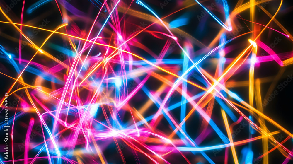 Poster bright blue laser lights create a glowing, futuristic backdrop with dynamic patterns and textures, b