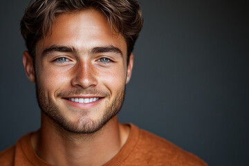 Portrait of smiling white cute teenage boy