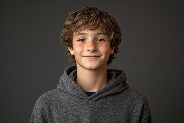 Portrait of smiling white cute teenage boy