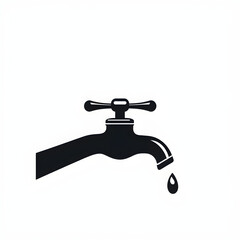 water faucet tap black icon isolated on white. Generative AI