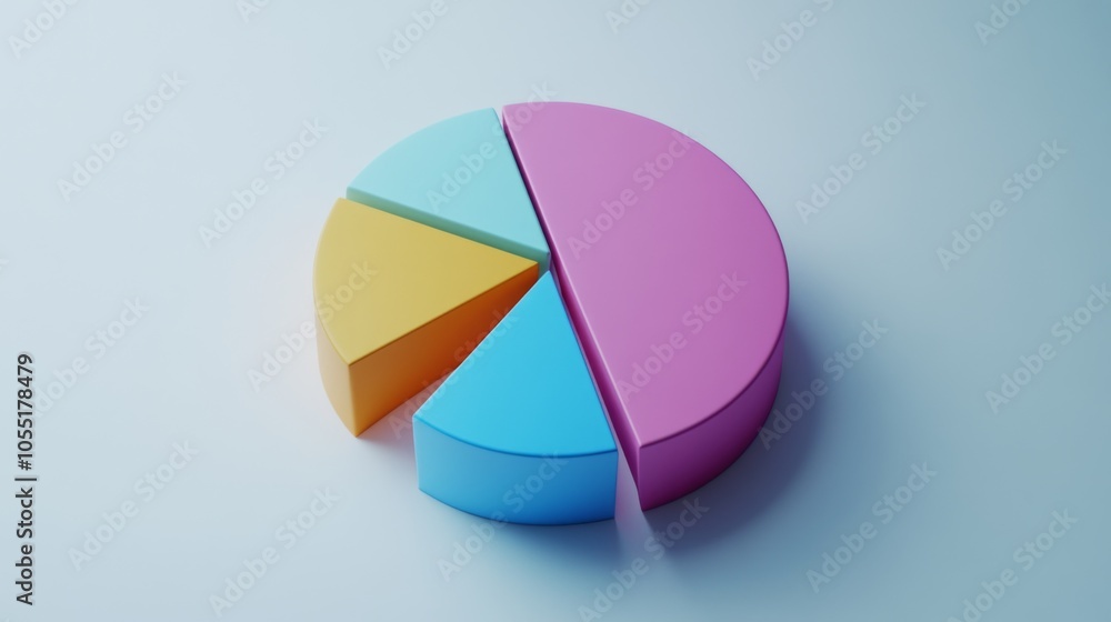 Poster Colorful 3D Pie Chart for Data Visualization