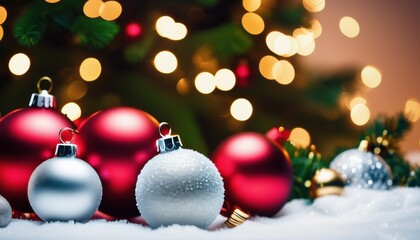 Close up christmas tree decorated with christmas balls