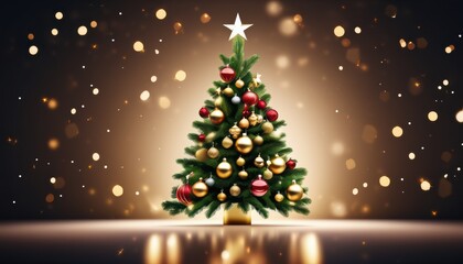 Fototapeta premium Close up christmas tree decorated with christmas balls