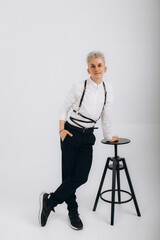 blond man on a white background, a place for an inscription