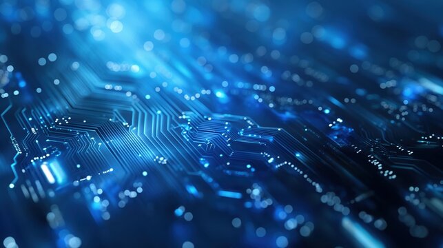 Abstract tech digital blue background with network lines and dots connecting in dynamic pattern. Modern cyber technology, data networks, ai, futuristic design