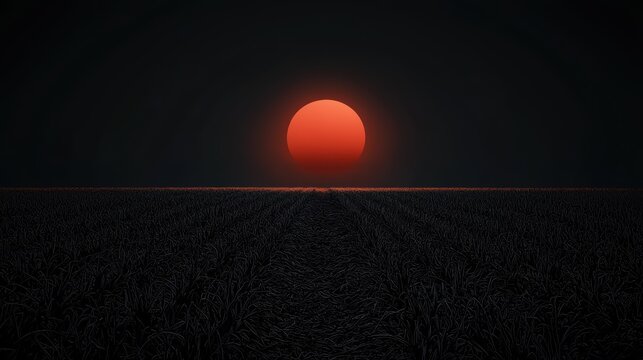 Stunning twilight over a serene landscape a captivating sunset that transforms the horizon into a dazzling palette of colors