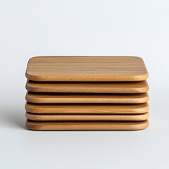Eco-Friendly Bamboo Coasters Stacked Neatly