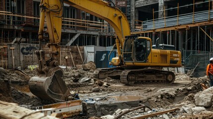 Fototapeta premium Excavator on a Construction Site