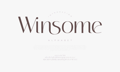 Winsome typography beauty fashion elegant minimalist serif italic fonts decorative wedding vintage retro logos. Minimal luxury font alphabet logo. Vector illustration