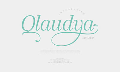 Qlaudya typography beauty fashion elegant minimalist serif italic fonts decorative wedding vintage retro logos. Minimal luxury font alphabet logo. Vector illustration