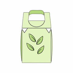 Flat vector illustration of eco-friendly packaging with green leaves, representing sustainable packaging practices. Perfect for zero-waste and eco-friendly product designs..
