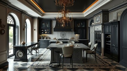 gothic modern interior design of a kitchen