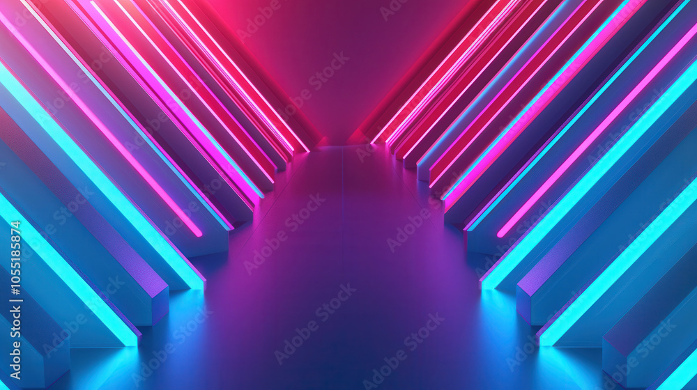 Canvas Prints futuristic neon flow, an abstract background featuring dynamic neon lines that evoke a vibrant high-