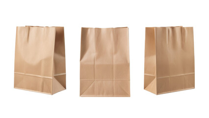 Set of Brown paper shopping bag isolated on white background with clipping path.