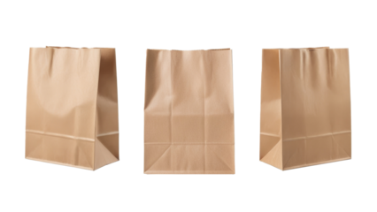 Set of Brown paper shopping bag isolated on white background with clipping path.