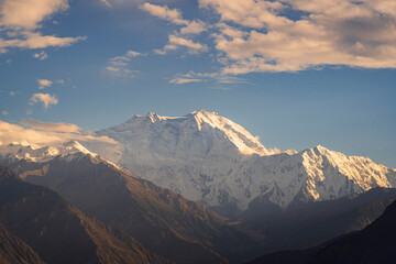 Scenic landscape view of the north face aka Rakhiot face of mighty Nanga Parbat mountain near Jaglot, Gilgit, Gilgit-Baltistan, Pakistan