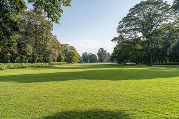 Fototapeta premium a green grassy field with a tree in the middle of it