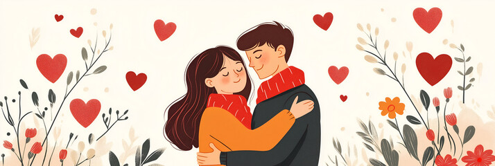 A love couple Valentine's concpet banner.