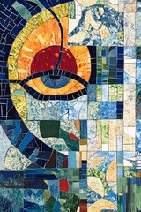Obraz premium Abstract Mosaic Eye: A Symbolic Tapestry of Color and Light