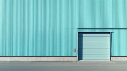 Modern Minimalism: A close-up shot of a sleek, light blue industrial door set against a backdrop of the same color, creating a sense of modern minimalism and architectural simplicity.